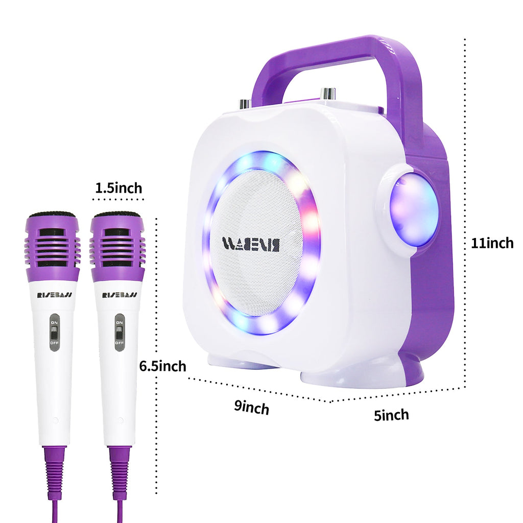 Purple Kids Bluetooth Karaoke Machine with 2 Microphone