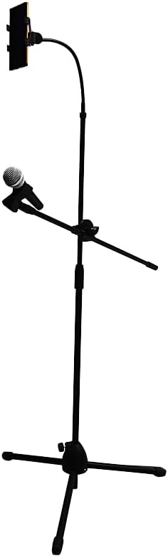 Adjustable Mic Stand with Boom Arm & Phone Holder