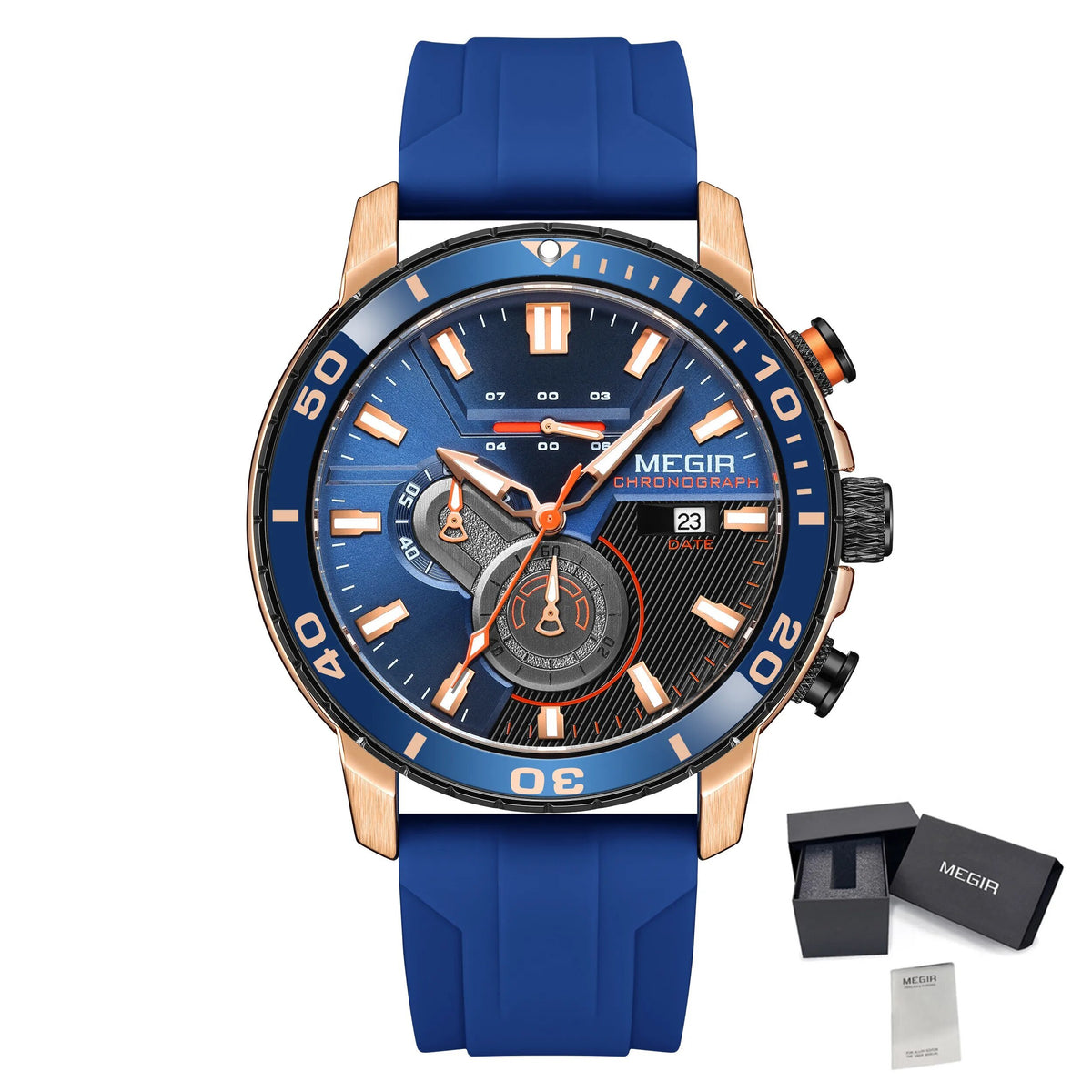 MEGIR Luxury Military Watches for Men Fashion Sport Quartz Wristwatch Waterproof Silicone Band Male Clock Chronograph with Date 2224