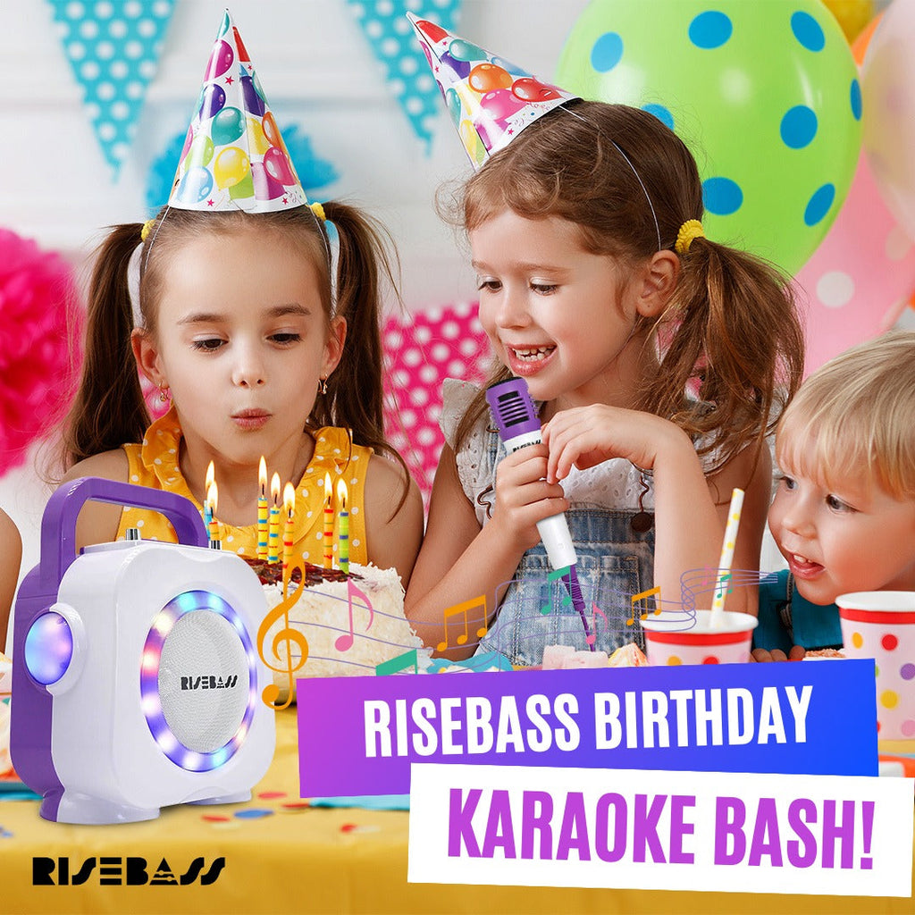 Purple Kids Bluetooth Karaoke Machine with 2 Microphone