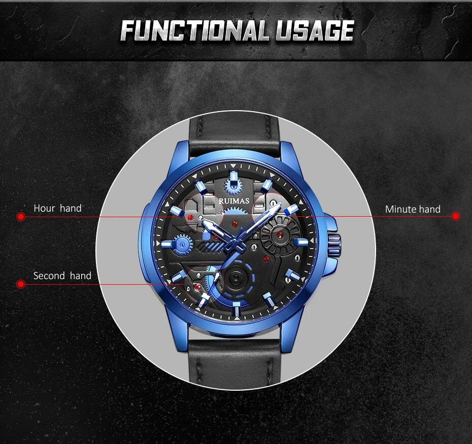 RUIMAS Watches Men's Casual Sport Watches Luxury Military Quartz Wrist Watch Chronograph Waterproof Man Clock Montre Homme 307