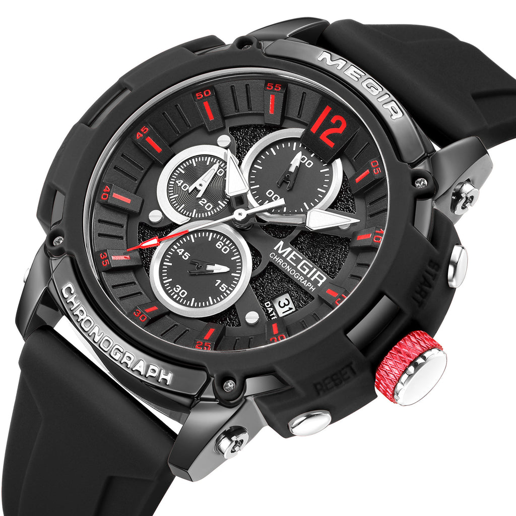 MEGIR Fashion Military Watch for Men Silicone Strap Sport Quartz Chronograph Waterproof Male Clock Wristwatch Reloj Hombre 2208