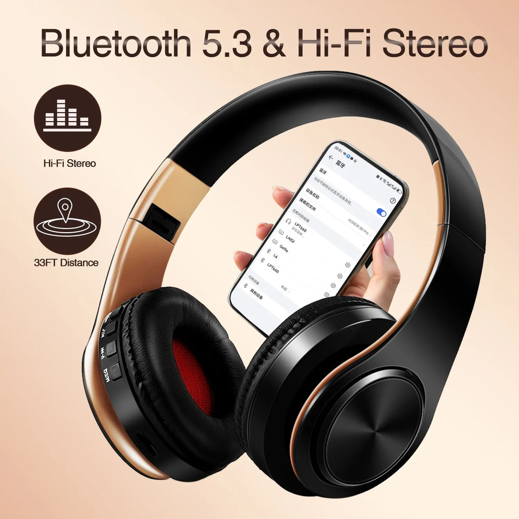 Wireless Bluetooth Headphones Gold