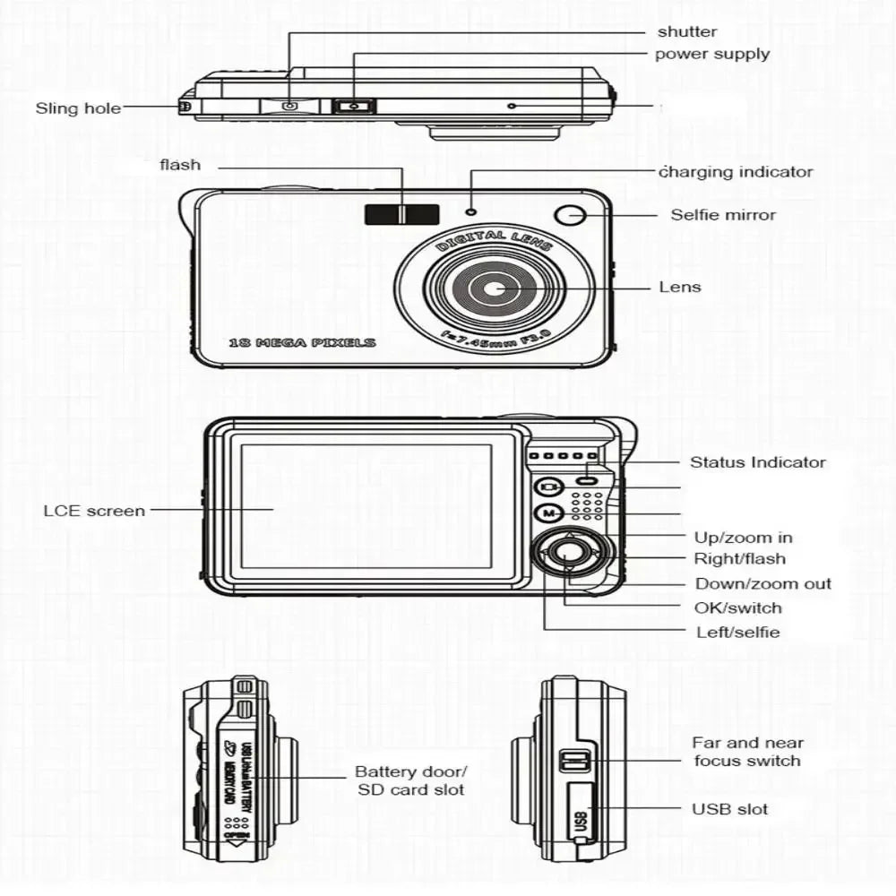Rechargeable HD Digital Camera Black