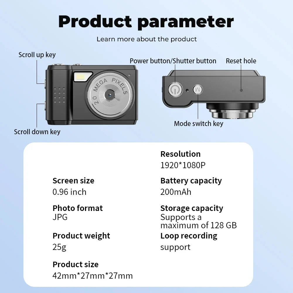 Mini Camera with Screen Black